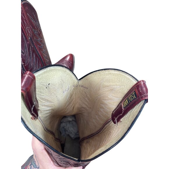 Dan Post Mens Leather Maroon Red Western Cowboy Mid Calf Boots Sz 11.5D SKU 9580 - Picture 8 of 16